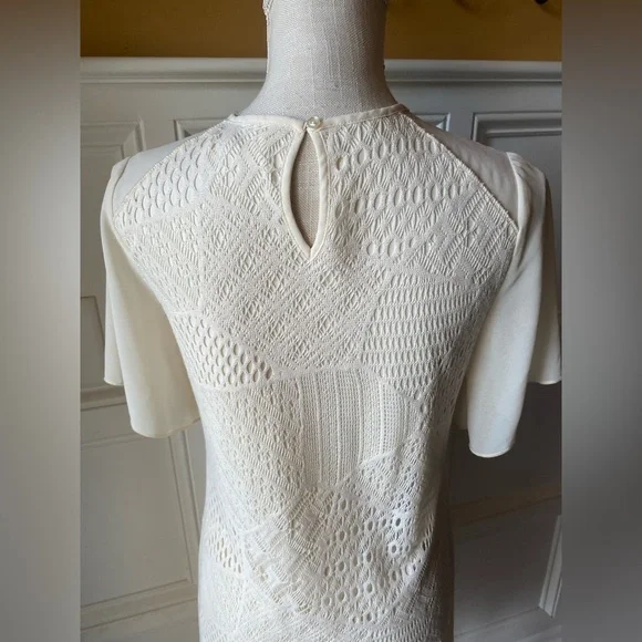 ❌SOLD❌ ALCHEMY THREAD SMALL IVORY CREAM PATCHWORK ASYMMETRICAL SHARK BITE HEM - Picture 4 of 7